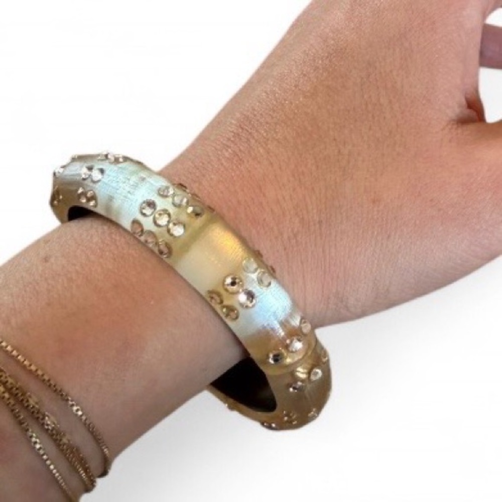 Alexis Bittar Lucite Crystal Embellished Hinged Bangle